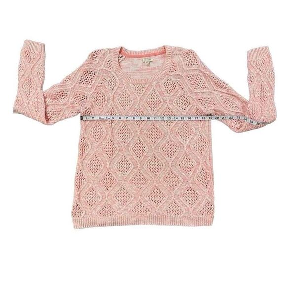 Sonoma Goods For Life Pink Marled Cable Knit Damask Pattern Sweater Size Large - Picture 9 of 12